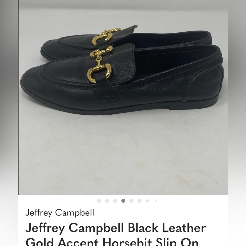 Jeffrey Campbell Black Loafers with Gold Detailing